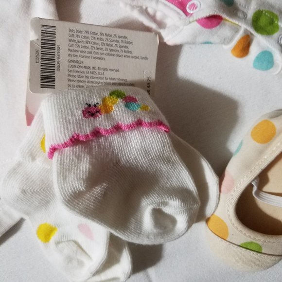 Gymboree Snuggle Bug 0-3 month NWT Romper, 2 bodysuits, headband, socks, used bi - Picture 4 of 6